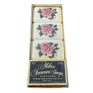 Vintage Aldas Forever Soap Set of 4 Pink Roses French Milled Cottage Core